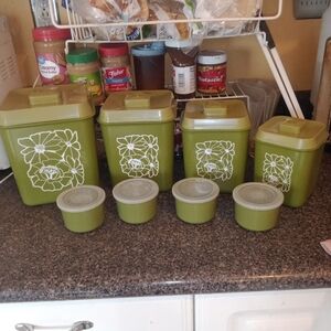 70s Vintage Plastic Canister Set with Lids